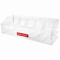 Подставка под письменные принадлежности BRAUBERG, 12 отделений, 15х47х16 см, оргстекло, 505924