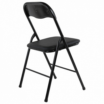Стул складной BRABIX "Golf CF-007", черный каркас, кожзам черный, 531565