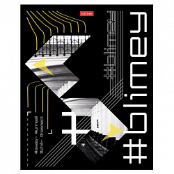 Тетрадь обложка пластик с печатью, А5, 80 л., скоба, клетка, HATBER, "Хештег" (микс в спайке), 090260, 80Т5В1пл