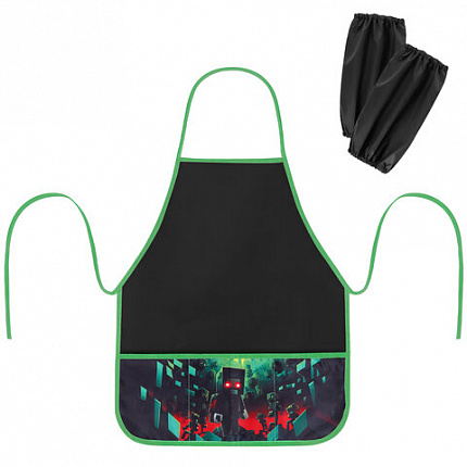 Фартук с нарукавниками для уроков труда BRAUBERG, 3 кармана, 46x54 см, Night warrior, 273640