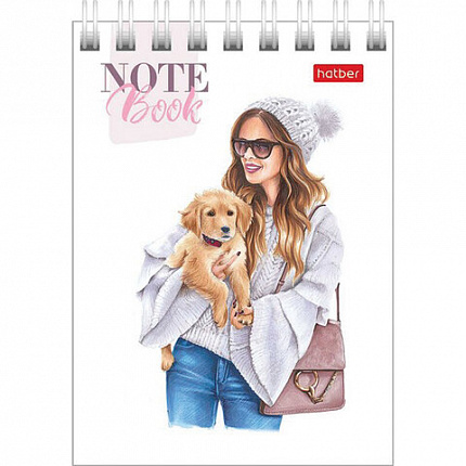 Блокнот МАЛЫЙ ФОРМАТ А7 75х105 мм, 60 л., гребень, картон, клетка, HATBER "Happy time", 066624, 60Б7В1гр