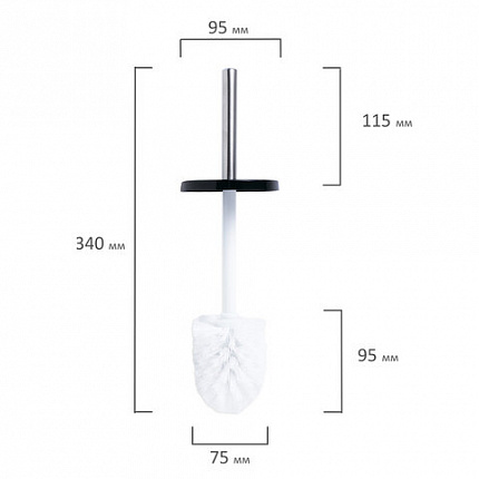Ершик для унитаза с подставкой, металл, черный, глянцевый, LAIMA, 604960