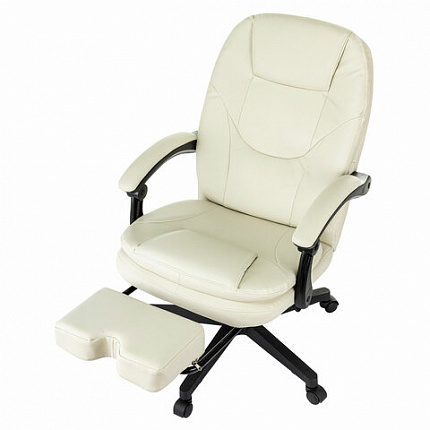 Кресло офисное CH-868N-BF, синхромеханизм, подставка для ног, экокожа, бежевое, 2018357