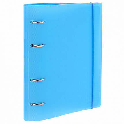 Тетрадь на кольцах А5 175х220мм, 120л, пластик, с резинкой, BRAUBERG, Синий, 404617