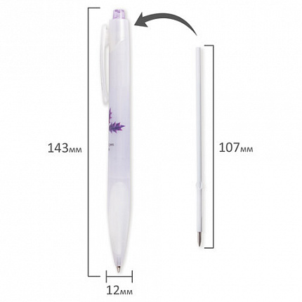Ручка шариковая автоматическая с грипом BRAUBERG "Herb Time", СИНЯЯ, корпус ассорти, узел 0,7 мм, линия 0,35 мм, синяя, 141286