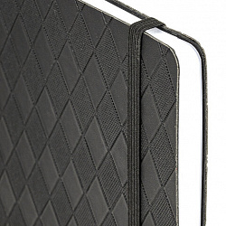 Блокнот А5 138x213 мм, BRAUBERG "Tissage", под кожу, 80 л., резинка, клетка, черный, 116601