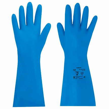 Перчатки нитриловые КЩС, STRONG, химически устойчивые, синие, размер 10-10,5, XL (очень большой), RABBITEX (РАББИТЕКС), 700909