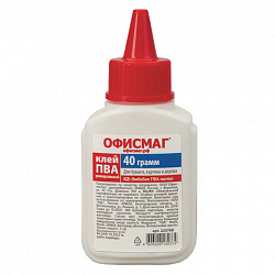 Клей ПВА ОФИСМАГ (бумага, картон, дерево), 45 г, РОССИЯ, 225760