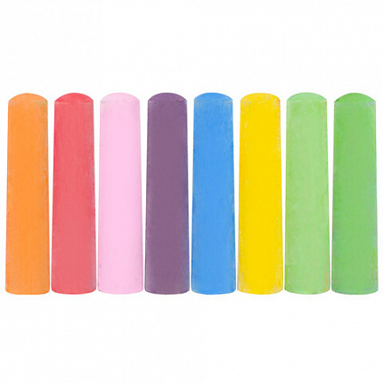 Мел в ведерке для рисования на асфальте 8 штук, цветной круглый, BRAUBERG KIDS, 272772