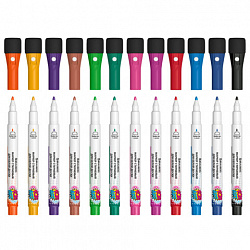 Маркеры на магните со стирателем для белой доски и планера, 12 цветов, BRAUBERG POP-ART, 1-2 мм, 152568