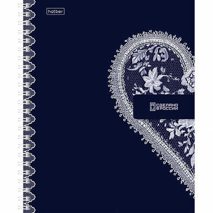 Тетрадь А5 96л. HATBER гребень, клетка, Soft-touch ламинация, Кружево (микс в спайке), 96Т5лВ1гр