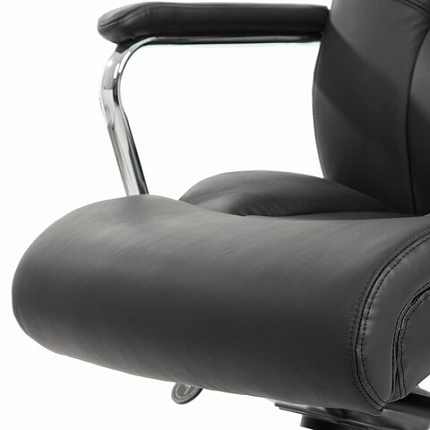 Кресло из натуральной кожи BRABIX PREMIUM "Phaeton EX-502", хром, черное, 530882