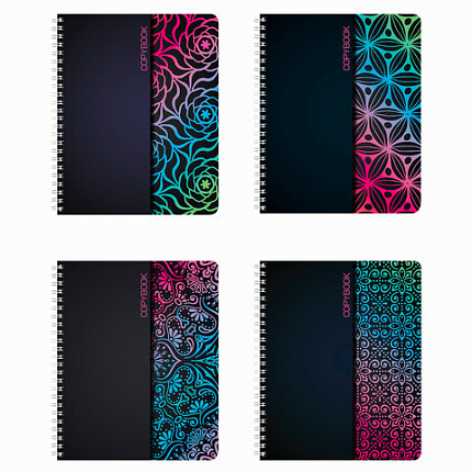 Тетрадь А5, 48 л., BRAUBERG, гребень, клетка, обложка картон, АБСТРАКЦИЯ, 403053