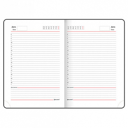 Ежедневник недатированный А5 (138х213 мм) BRAUBERG "Select", балакрон, 160 л., черный, 123429