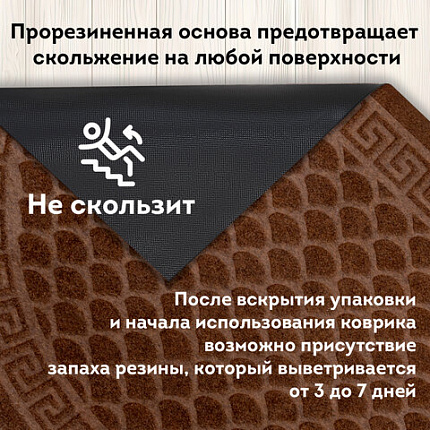 Коврик придверный 60х90 см, ВЕНГЕ, грязезащитный, 430 г/м2, ПОЛУКРУГ, фактурный ЧЕШУЙКИ, ЛЮБАША, 701053