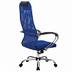 Кресло офисное МЕТТА "SU-B-8" хром, ткань-сетка, сиденье мягкое, синее