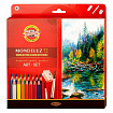 Карандаши цветные акварельные художественные KOH-I-NOOR "Mondeluz", 72 цвета, кисть, точилка, европодвес, 3714/72, 3714072001KZ