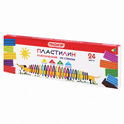 Пластилин классический ПИФАГОР "Веселая такса", 24 цвета, 360 г, СО СТЕКОМ, 106676