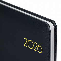 Еженедельник датированный 2026, А5, 145х215 мм, BRAUBERG "Select", балакрон, черный, 117182