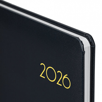 Еженедельник датированный 2026, А5, 145х215 мм, BRAUBERG "Select", балакрон, черный, 117182