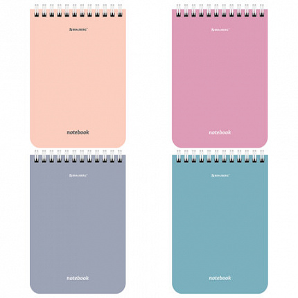 Блокнот МАЛЫЙ ФОРМАТ А6 108х145мм, 40 л., гребень, картон, клетка, BRAUBERG, КС МОРАНДИ, 118554