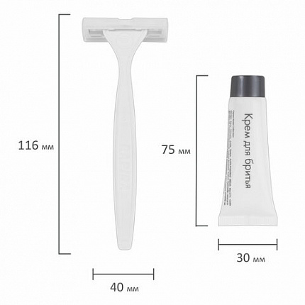 Бритвенный набор КОМПЛЕКТ 200 шт., HOTEL (крем для бритья + станок), картон, 2000121