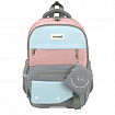 Рюкзак SNOOBAG (СНУБЭГ) PROACTIVE с кошельком, 2 отделения, Smile, серо-розовый, 40х29х17 см, 274445