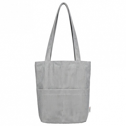 Сумка шоппер HEIKKI (ХЕЙКИ), вельвет, 2 кармана, подкладка, 36х36х10 см, Gray, 274654