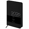 Ежедневник датированный 2026 А5 138x213 мм, BRAUBERG "Vista", под кожу, твердый, "Black coal", 117460