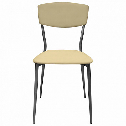 Стул для столовых, кафе, дома РС23, серебристый каркас, экокожа бежевая