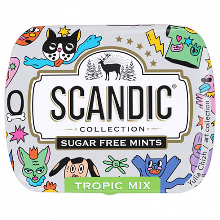 Драже освежающие SCANDIC без сахара со вкусом "Тропический микс", 14 г