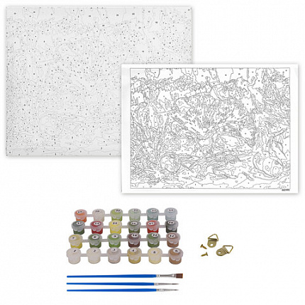 Картина по номерам 40х50 см, ОСТРОВ СОКРОВИЩ "Ежик", на подрамнике, акриловые краски, 3 кисти, 662490