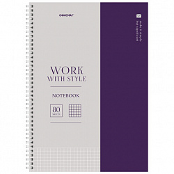 Тетрадь А4, 80 л., ОФИСМАГ, гребень, клетка, обложка картон, ОФИСНЫЙ СТИЛЬ, 405632