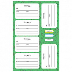 Наклейки бумажные для маркировки, ДЛЯ ТЕТРАДЕЙ, НАБОР 4 листа А5, 23 шт., HATBER, 094082