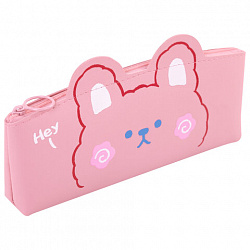 Пенал ЮНЛАНДИЯ ЮНИОР, 1 отделение, искусственная кожа, "Pink bear", 20х9х7 см, 273818