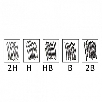 Карандаши чернографитные разной твердости НАБОР 6 штук, 2H-2B, BRAUBERG "Line", 180650