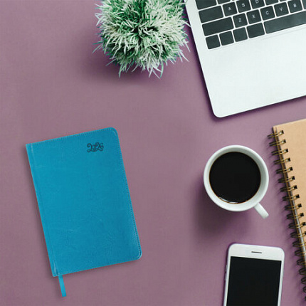 Ежедневник датированный 2026, А5, 138x213 мм, BRAUBERG "Rainbow", под кожу, бирюзовый, 117076