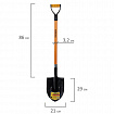 Лопата штыковая стальная 21х29 см, ОБЩАЯ ДЛИНА 115 см, черенок стекловолокно, V-ручка, RABBITEX (РАББИТЕКС) "FIBERGLASS", 700477