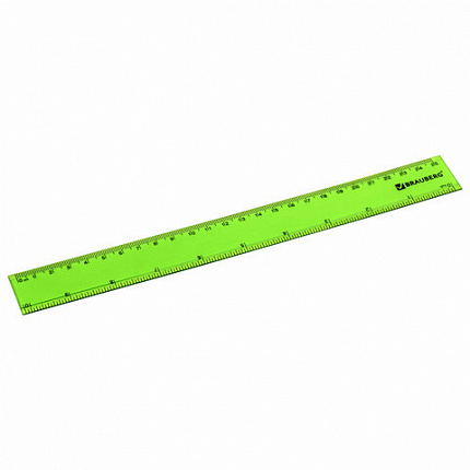 Линейка пластиковая 25 см, BRAUBERG, прозрачная, неоновая, ассорти, 210835