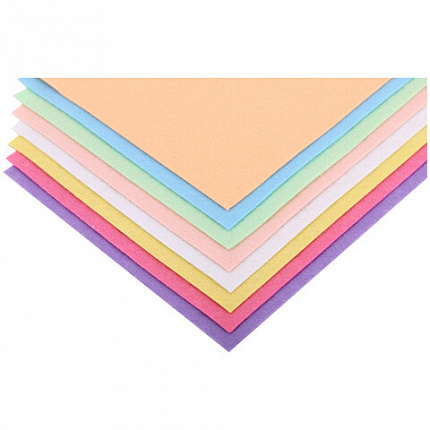 Цветной фетр МЯГКИЙ А4, 2 мм, 8 листов, 8 цветов, плотность 170 г/м2, пастельные цвета, ОСТРОВ СОКРОВИЩ, 660622