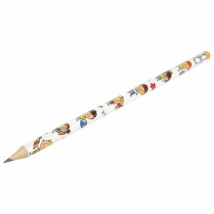 Карандаш чернографитный ПИФАГОР "ЭНИКИ-БЕНИКИ", 1 шт., HB, с ластиком, корпус ассорти, 181787