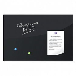 Доска магнитно-маркерная стеклянная 40х60 см, 3 магнита, ЧЕРНАЯ, BRAUBERG, 236745