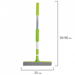 Окномойка ЛЮБАША, алюминиевая телескопическая ручка 50-90 см, рабочая часть 25 см (стяжка, губка, ручка), 603613