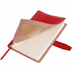 Ежедневник датированный 2026, А5, 143х218 мм, BRAUBERG "Journal", под кожу, застежка, держатель для ручки, органайзер, красный, 117380