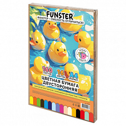 Цветная бумага А4 ТОНИРОВАННАЯ В МАССЕ, 160 листов, 16 цветов, в коробе, 80 г/м2, FUNSTER (ФАНСТЕР), 210х297 мм, 117618