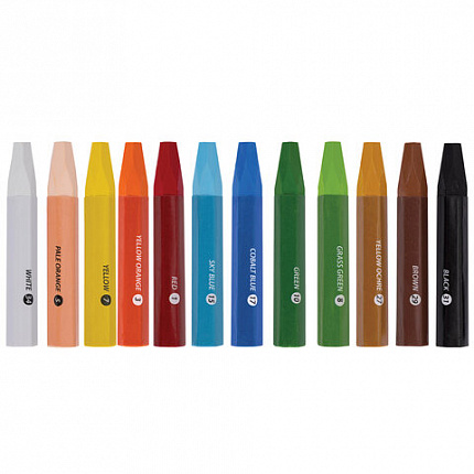 Пастель масляная восковые мелки утолщенные 12 цветов, BRAUBERG PREMIUM, 272711