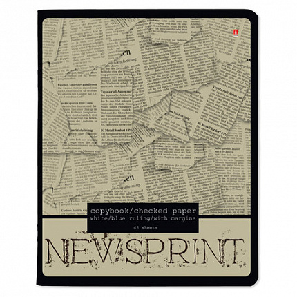 Тетрадь А5 48 л. АЛЬТ скоба, клетка, глянцевый лак, "Газета" (5 видов), 7-48-1146