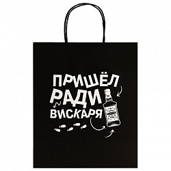 Пакет подарочный (1 штука) 26х13х32 см (L) "Man Funny Notes", ассорти, крафт, ЗОЛОТАЯ СКАЗКА, 700823