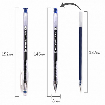 Ручка гелевая РОССИЯ "СОЮЗ", СИНЯЯ, корпус прозрачный, узел 0,7 мм, линия письма 0,5 мм, BRAUBERG, 143962