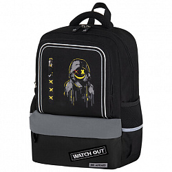 Рюкзак BRAUBERG STAR, 1 отделение, 5 карманов, "Watch out", черный, 40x29x13 см, 273132